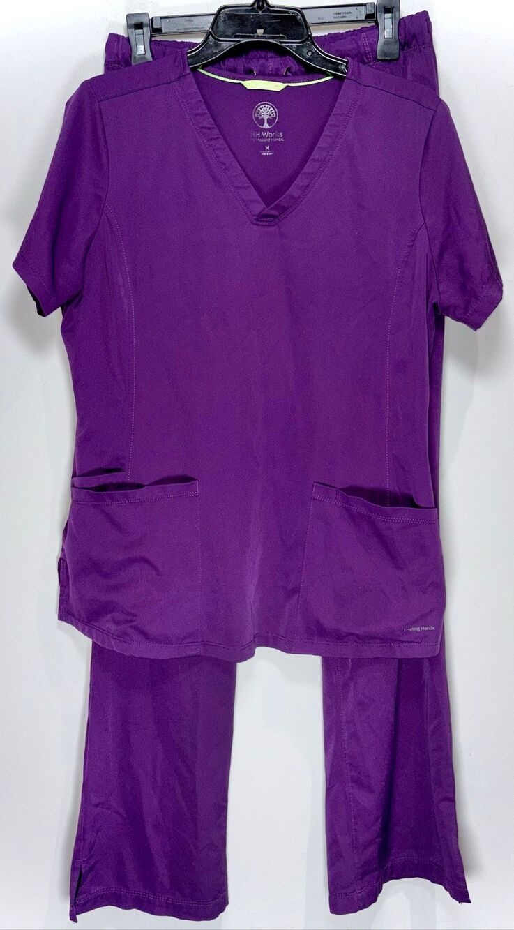 HH Works by healing hands purple scrub outfit size medium